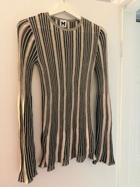 Missoni Metallic Black and Blush Striped Knit Top